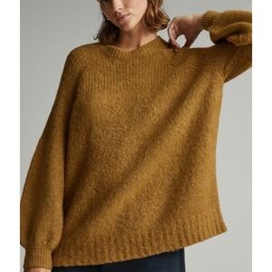 Everlane Superfuzz Alpaca Crewneck Sweater Mustard Gold Balloon Sleeve Womens S